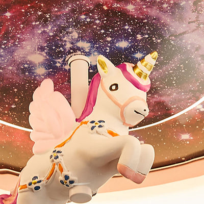 Modern Art Deco Kids Unicorn Stars Round Acrylic Resin Iron LED Flush Mount Ceiling Light For Bedroom