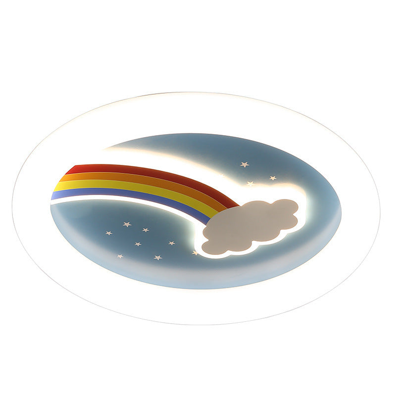 Moderno arte deco niños arcoíris nubes redondas acrílico plástico hierro LED empotrado luz de techo para dormitorio 