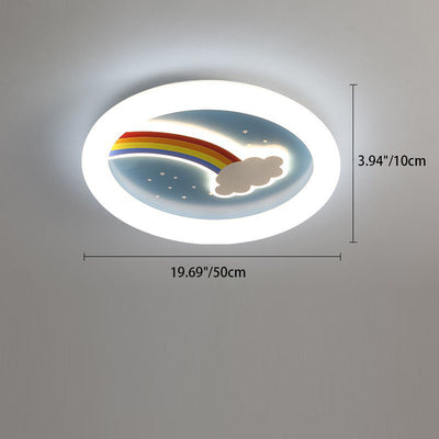 Moderno arte deco niños arcoíris nubes redondas acrílico plástico hierro LED empotrado luz de techo para dormitorio 