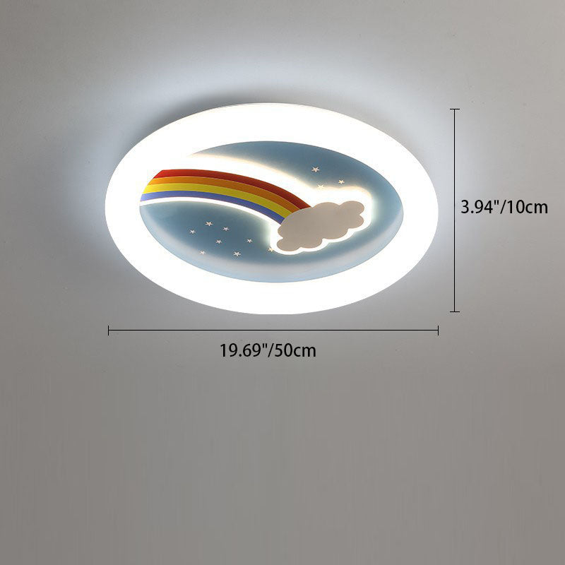 Moderno arte deco niños arcoíris nubes redondas acrílico plástico hierro LED empotrado luz de techo para dormitorio 