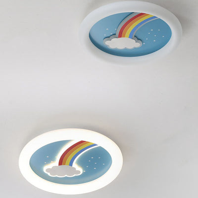 Moderno arte deco niños arcoíris nubes redondas acrílico plástico hierro LED empotrado luz de techo para dormitorio 