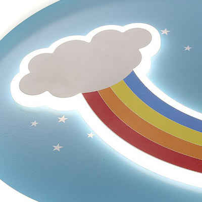 Moderno arte deco niños arcoíris nubes redondas acrílico plástico hierro LED empotrado luz de techo para dormitorio 