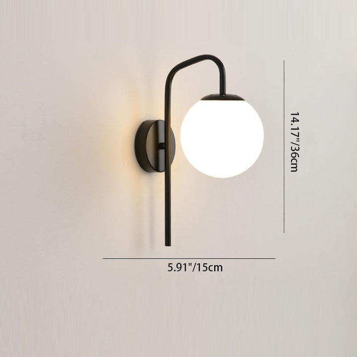 Lámpara Aplique de Pared de 1 Luz de Vidrio Redondo de Hierro con Diseño Moderno Minimalista para Sala de Estar 