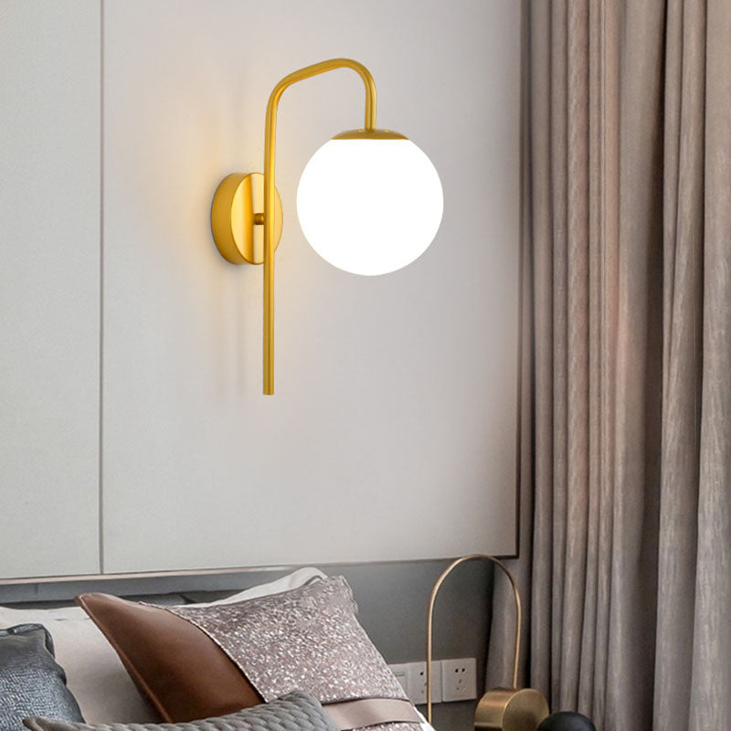 Moderne minimalistische Magie Bohne Biegung Runde Glas Eisen 1-Licht Wandleuchte Lampe für Wohnzimmer 