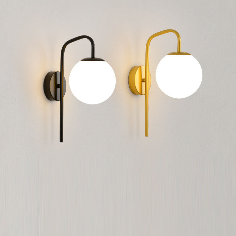 Moderne minimalistische Magie Bohne Biegung Runde Glas Eisen 1-Licht Wandleuchte Lampe für Wohnzimmer 