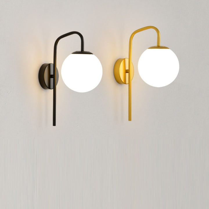 Lámpara Aplique de Pared de 1 Luz de Vidrio Redondo de Hierro con Diseño Moderno Minimalista para Sala de Estar 
