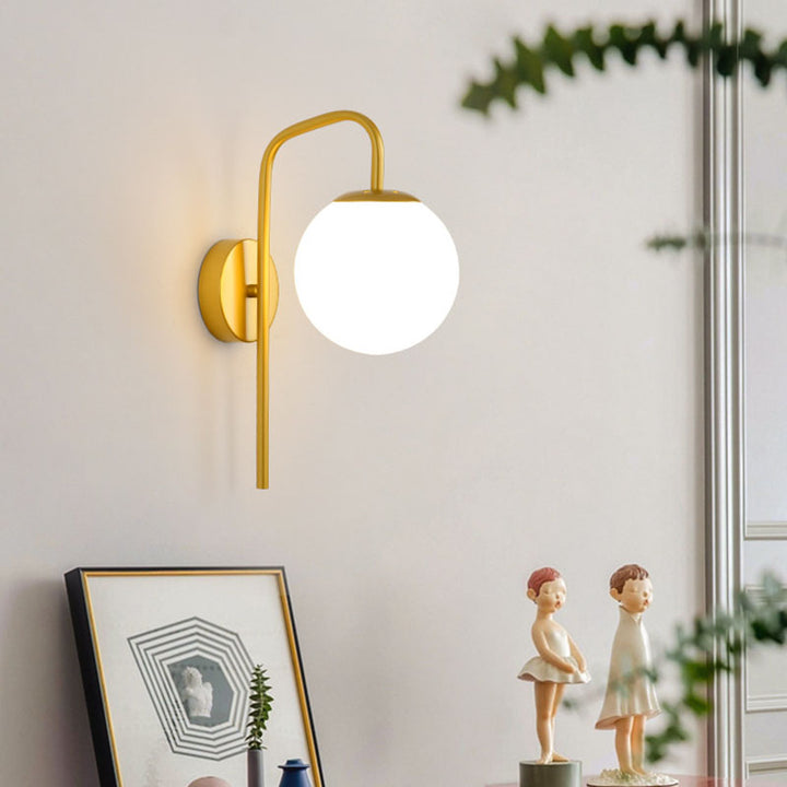 Lámpara Aplique de Pared de 1 Luz de Vidrio Redondo de Hierro con Diseño Moderno Minimalista para Sala de Estar 