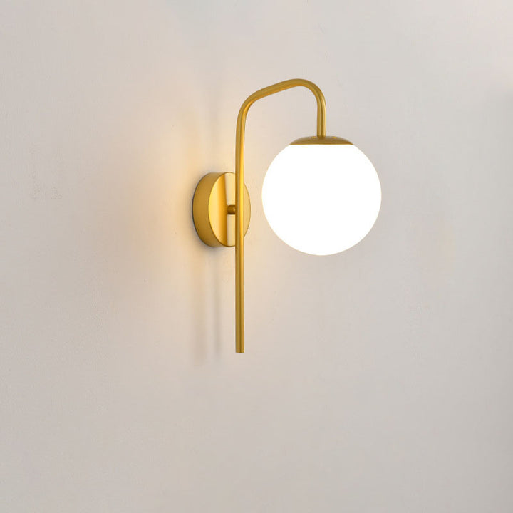 Moderne minimalistische Magie Bohne Biegung Runde Glas Eisen 1-Licht Wandleuchte Lampe für Wohnzimmer 