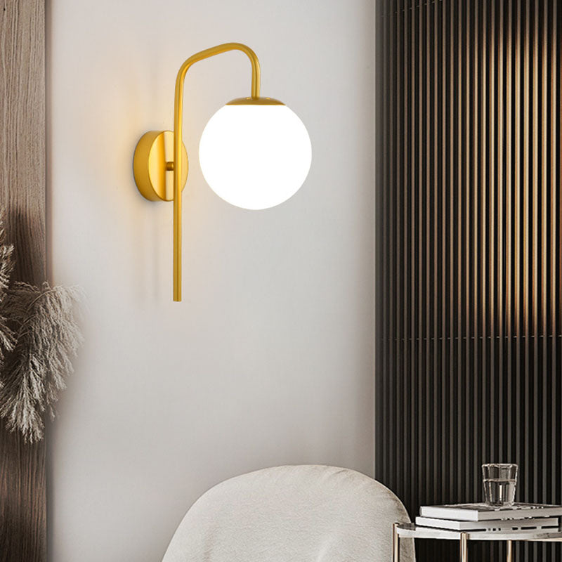 Moderne minimalistische Magie Bohne Biegung Runde Glas Eisen 1-Licht Wandleuchte Lampe für Wohnzimmer 