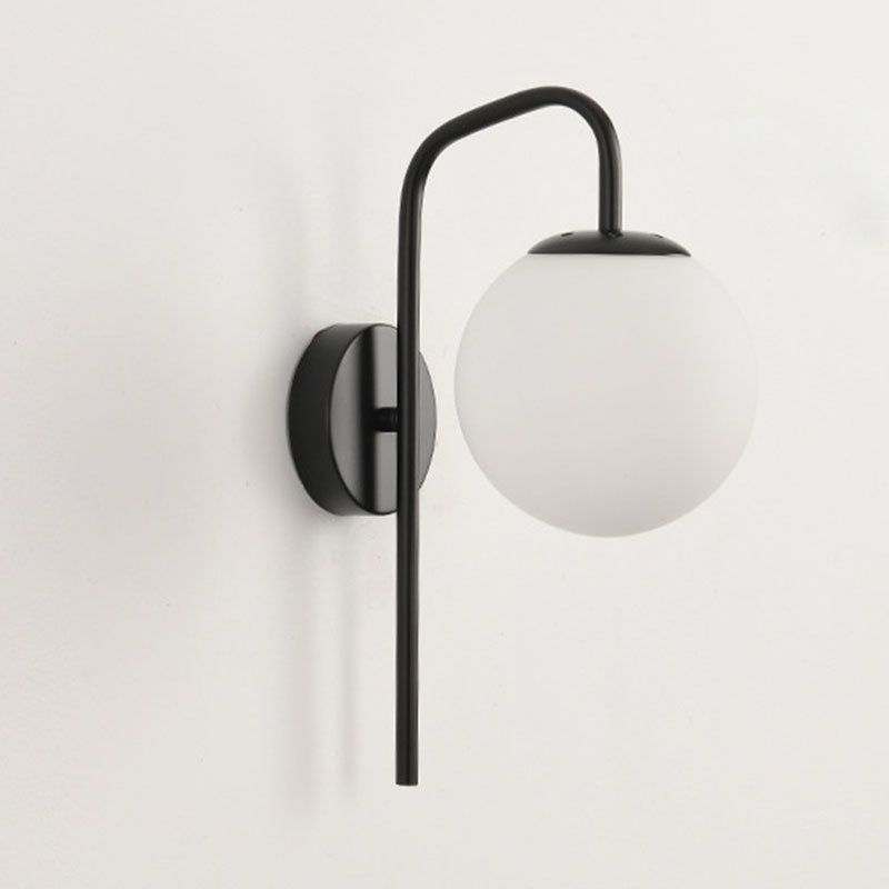 Moderne minimalistische Magie Bohne Biegung Runde Glas Eisen 1-Licht Wandleuchte Lampe für Wohnzimmer 