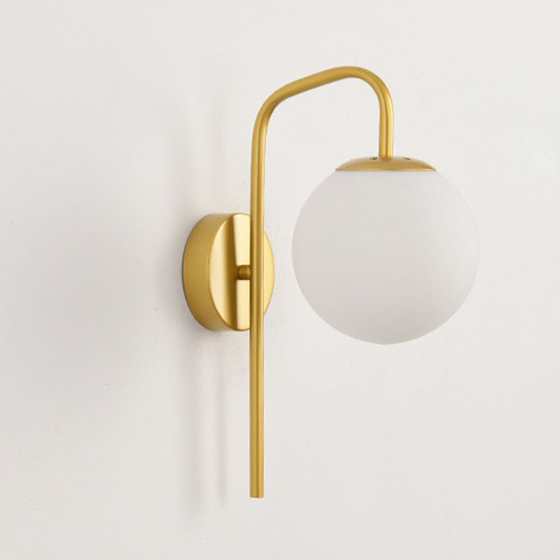 Moderne minimalistische Magie Bohne Biegung Runde Glas Eisen 1-Licht Wandleuchte Lampe für Wohnzimmer 