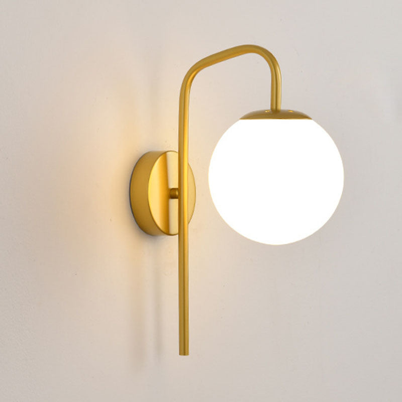 Moderne minimalistische Magie Bohne Biegung Runde Glas Eisen 1-Licht Wandleuchte Lampe für Wohnzimmer 