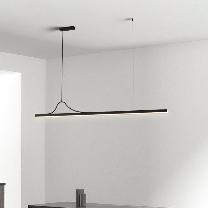 Moderne minimalistische Bar gebogene Rechteck Acryl Aluminium LED Kronleuchter Insel Licht für Esszimmer 