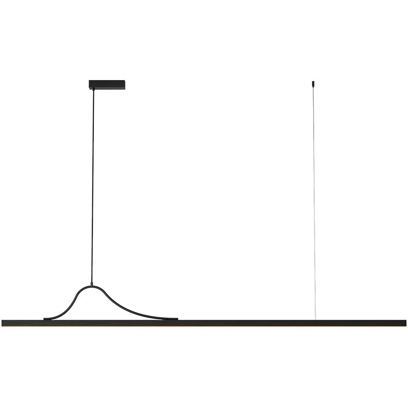 Moderne minimalistische Bar gebogene Rechteck Acryl Aluminium LED Kronleuchter Insel Licht für Esszimmer 