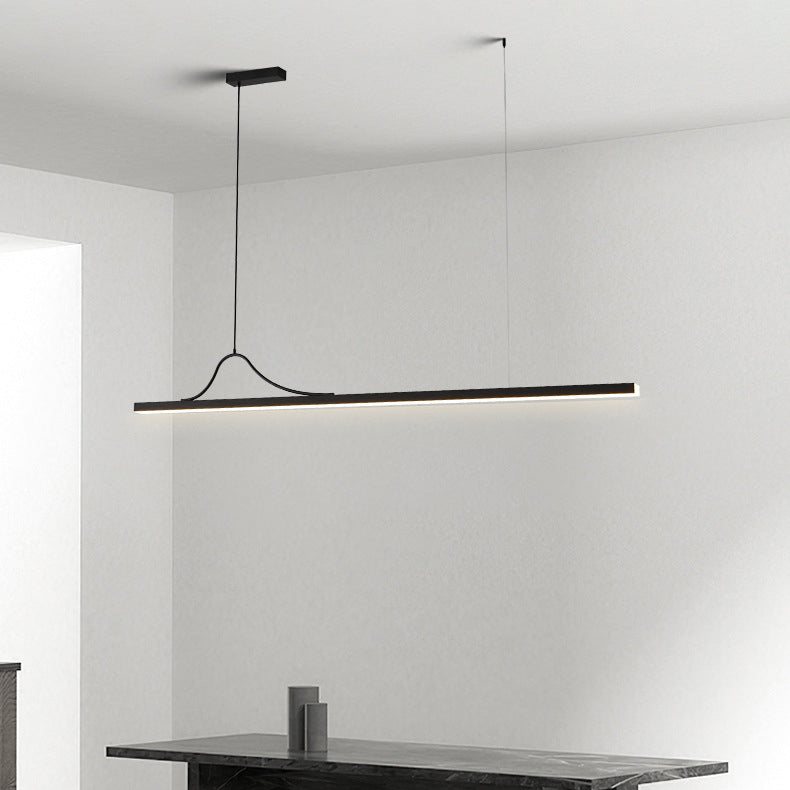 Moderne minimalistische Bar gebogene Rechteck Acryl Aluminium LED Kronleuchter Insel Licht für Esszimmer 