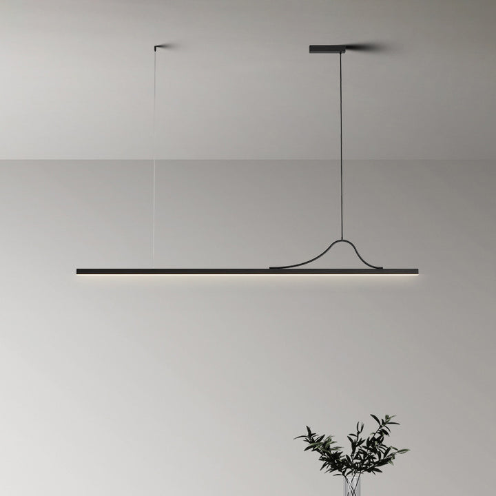 Moderne minimalistische Bar gebogene Rechteck Acryl Aluminium LED Kronleuchter Insel Licht für Esszimmer 