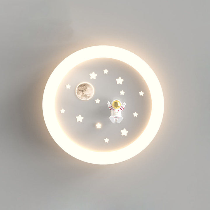 Moderne Art-Déco Kinder Astronaut Sterne Runde Acryl Eisen LED Deckenleuchte für Schlafzimmer 