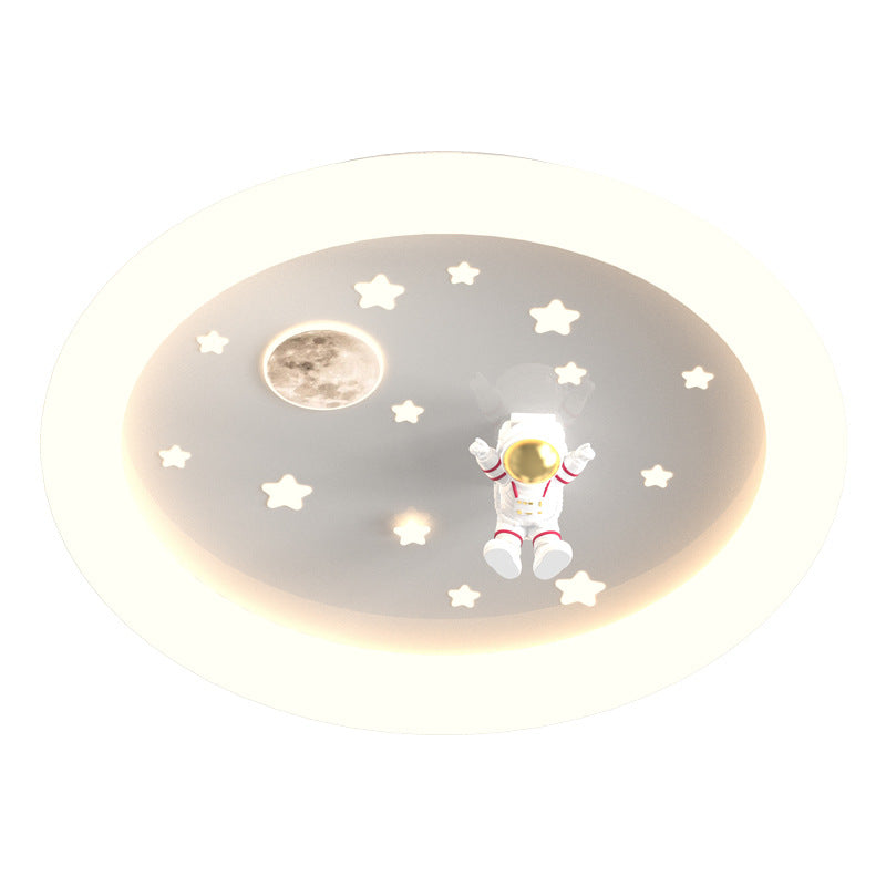 Moderne Art-Déco Kinder Astronaut Sterne Runde Acryl Eisen LED Deckenleuchte für Schlafzimmer 