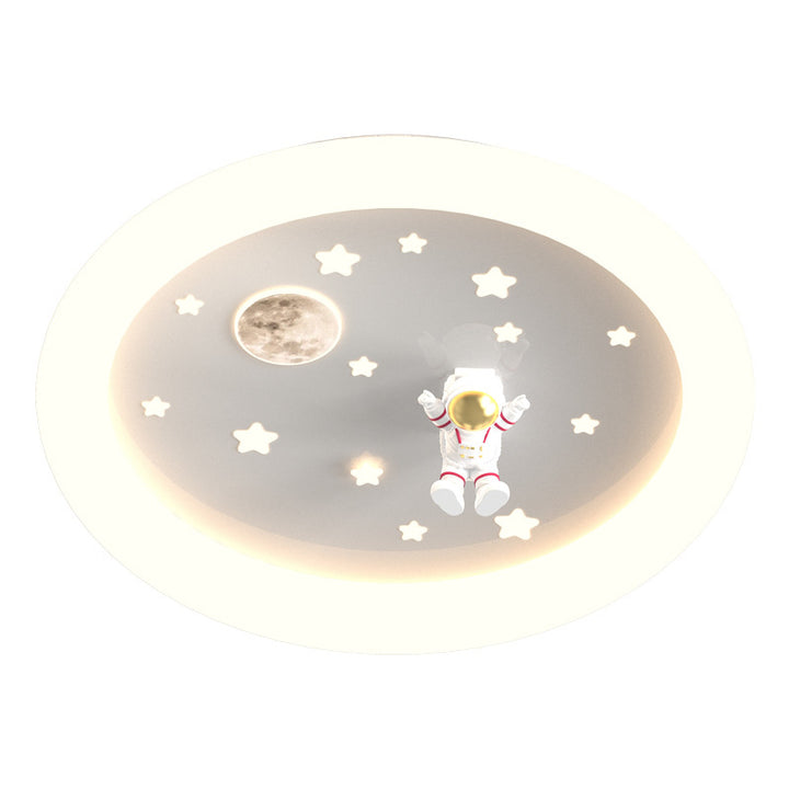 Moderne Art-Déco Kinder Astronaut Sterne Runde Acryl Eisen LED Deckenleuchte für Schlafzimmer 