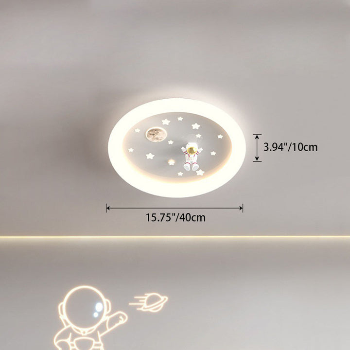 Plafonnier LED en acrylique rond avec fer et étoiles d'astronaute pour chambre d'enfant, style Art Déco moderne 