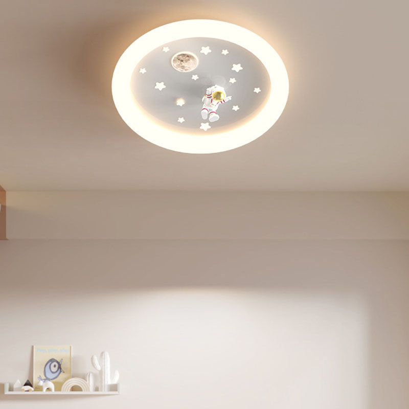 Moderne Art-Déco Kinder Astronaut Sterne Runde Acryl Eisen LED Deckenleuchte für Schlafzimmer 
