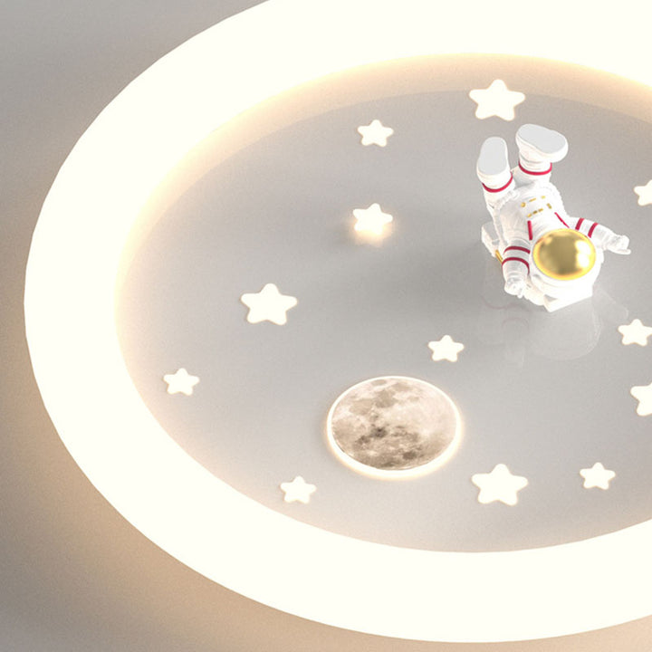 Moderne Art-Déco Kinder Astronaut Sterne Runde Acryl Eisen LED Deckenleuchte für Schlafzimmer 