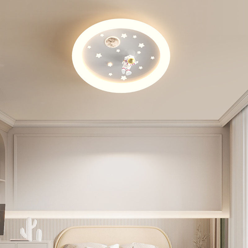 Moderne Art-Déco Kinder Astronaut Sterne Runde Acryl Eisen LED Deckenleuchte für Schlafzimmer 