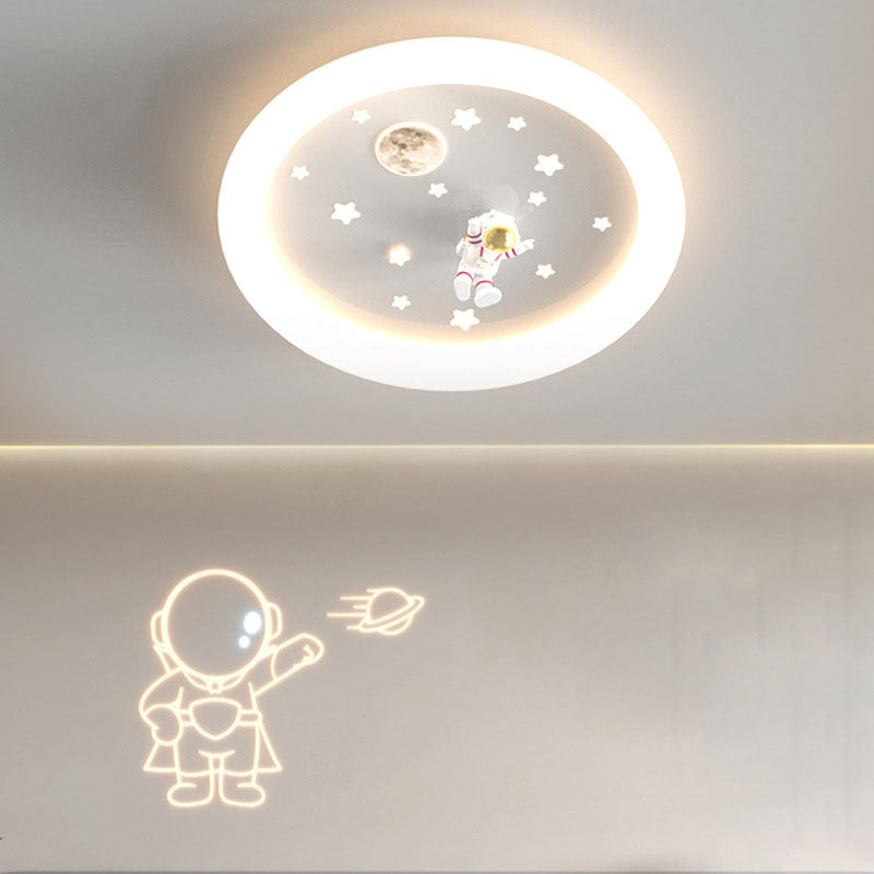 Moderne Art-Déco Kinder Astronaut Sterne Runde Acryl Eisen LED Deckenleuchte für Schlafzimmer 