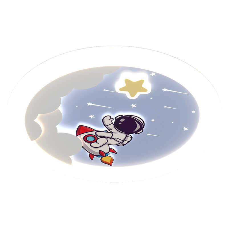 Moderne Art Deco Kinder Himmel Astronaut Runde PE Eisen LED Deckenleuchte für Schlafzimmer 