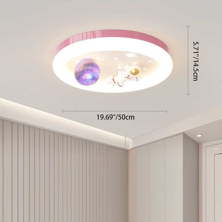 Lustre LED encastré rond en résine acrylique fer étoile astronaute Art déco moderne pour chambre d'enfant 