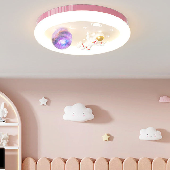 Lustre LED encastré rond en résine acrylique fer étoile astronaute Art déco moderne pour chambre d'enfant 