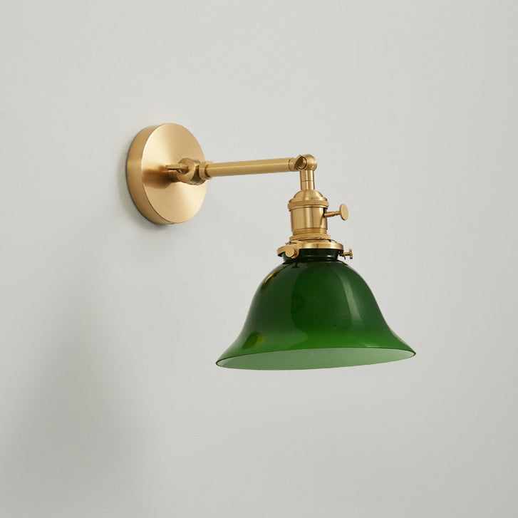 Contemporary Scandinavian Round Long Rod Glass Brass 1-Light Wall Sconce Lamp For Living Room