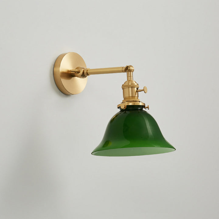 Contemporary Scandinavian Round Long Rod Glass Brass 1-Light Wall Sconce Lamp For Living Room