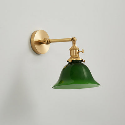 Lámpara de pared de 1 luz de latón y vidrio contemporánea escandinava de varilla larga redonda para sala de estar 