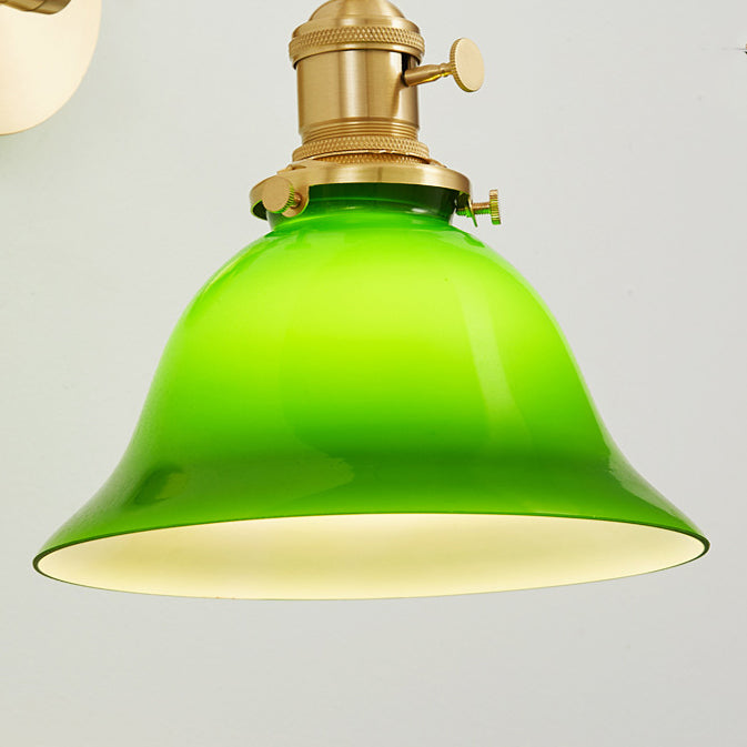 Contemporary Scandinavian Round Long Rod Glass Brass 1-Light Wall Sconce Lamp For Living Room
