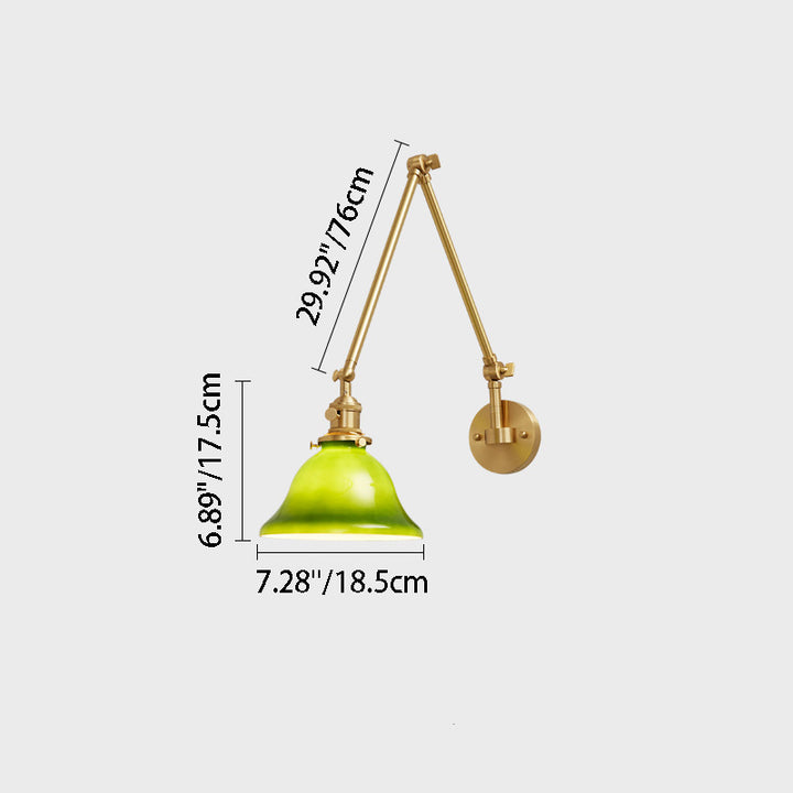Contemporary Scandinavian Round Long Rod Glass Brass 1-Light Wall Sconce Lamp For Living Room
