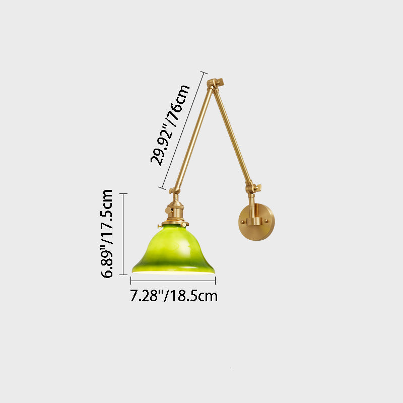 Lámpara de pared de 1 luz de latón y vidrio contemporánea escandinava de varilla larga redonda para sala de estar 