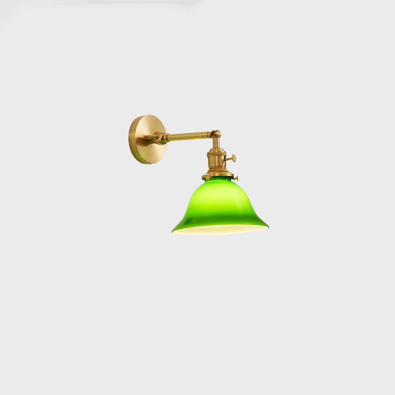 Contemporary Scandinavian Round Long Rod Glass Brass 1-Light Wall Sconce Lamp For Living Room