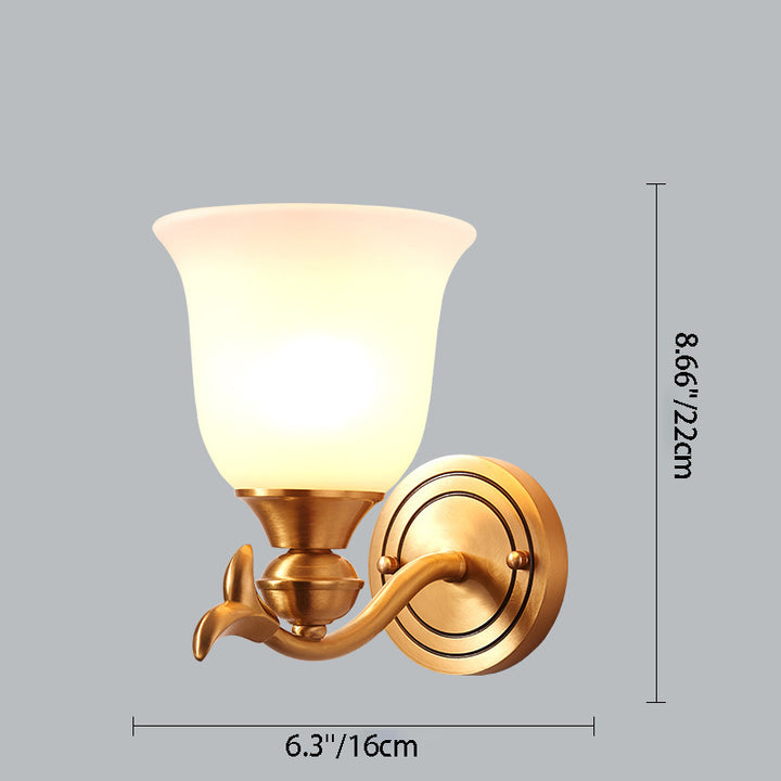Applique Murale Moderne de Luxe en Laiton avec Verre Rond en Feuille 1/2 Lumière pour Salon 