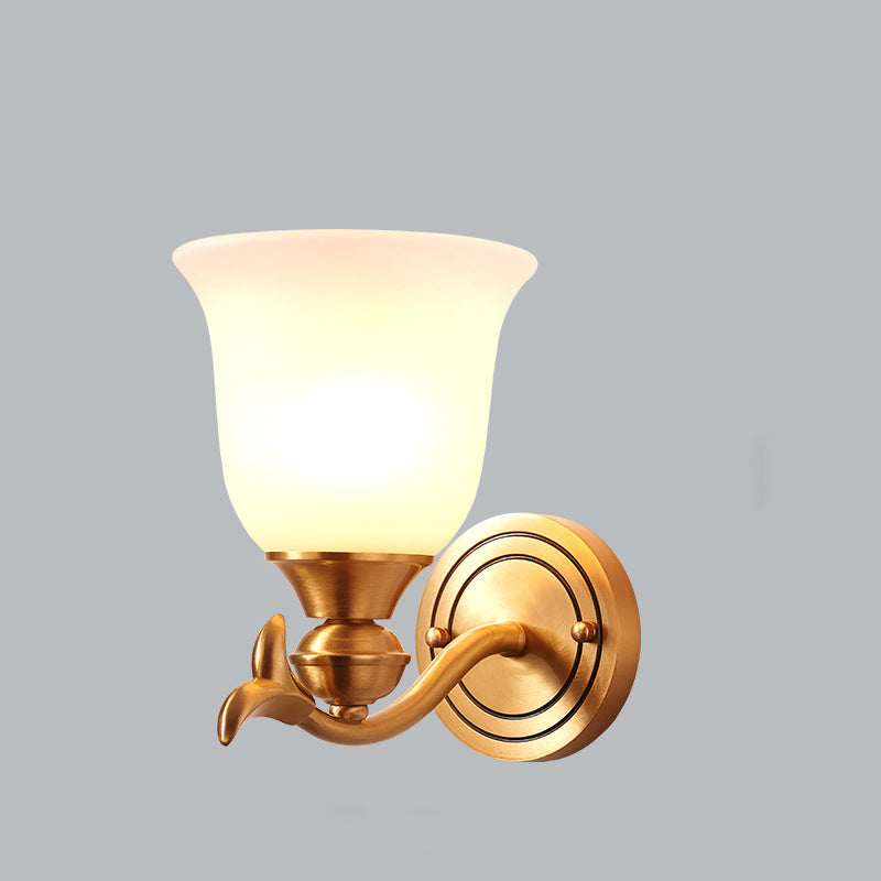 Applique Murale Moderne de Luxe en Laiton avec Verre Rond en Feuille 1/2 Lumière pour Salon 