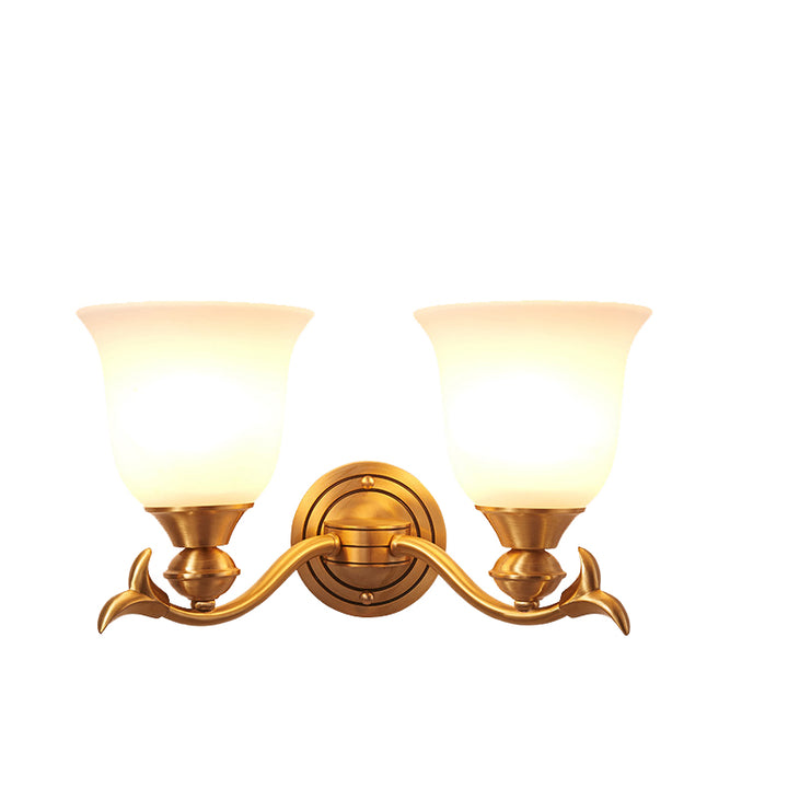 Applique Murale Moderne de Luxe en Laiton avec Verre Rond en Feuille 1/2 Lumière pour Salon 