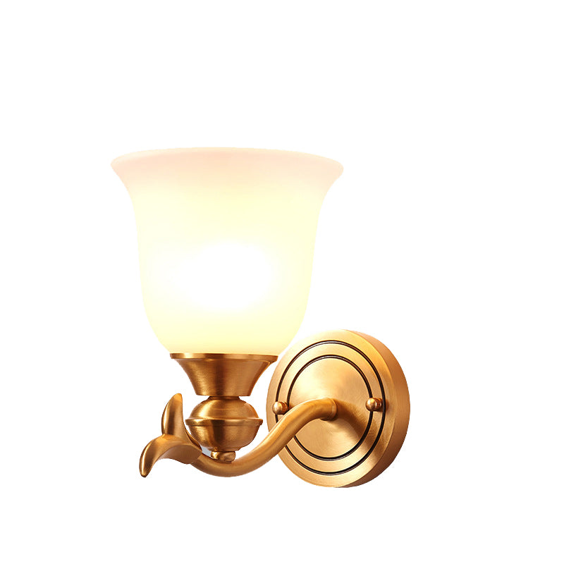 Applique Murale Moderne de Luxe en Laiton avec Verre Rond en Feuille 1/2 Lumière pour Salon 