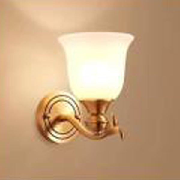 Applique Murale Moderne de Luxe en Laiton avec Verre Rond en Feuille 1/2 Lumière pour Salon 
