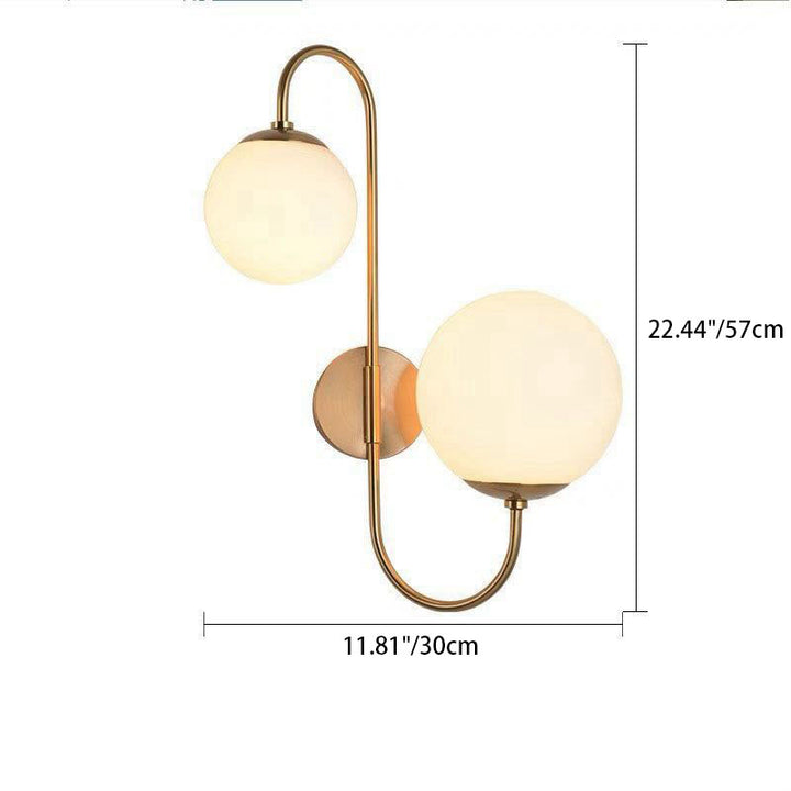 Contemporary Industrial Magic Bean Round Bent Glass Iron 2-Light Wall Sconce Lamp For Bedroom