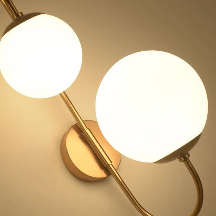 Contemporary Industrial Magic Bean Round Bent Glass Iron 2-Light Wall Sconce Lamp For Bedroom