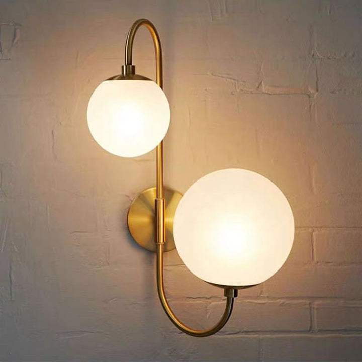 Contemporary Industrial Magic Bean Round Bent Glass Iron 2-Light Wall Sconce Lamp For Bedroom
