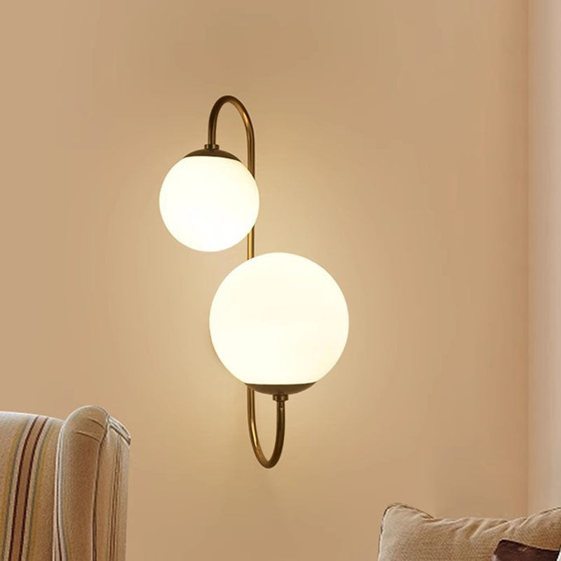 Contemporary Industrial Magic Bean Round Bent Glass Iron 2-Light Wall Sconce Lamp For Bedroom