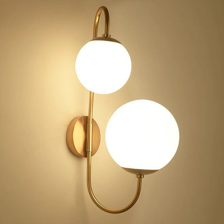 Contemporary Industrial Magic Bean Round Bent Glass Iron 2-Light Wall Sconce Lamp For Bedroom