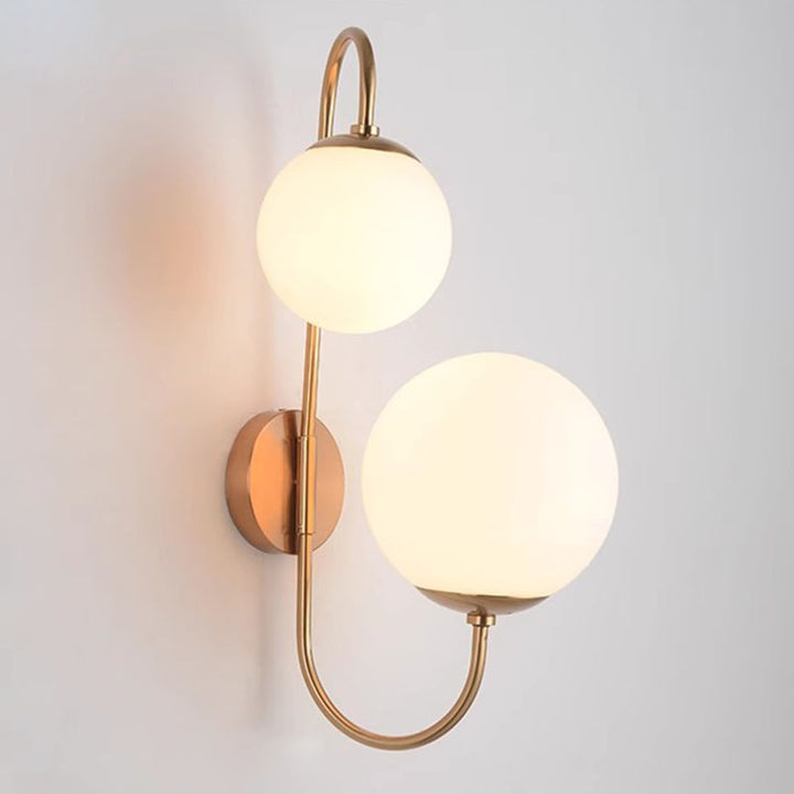 Contemporary Industrial Magic Bean Round Bent Glass Iron 2-Light Wall Sconce Lamp For Bedroom