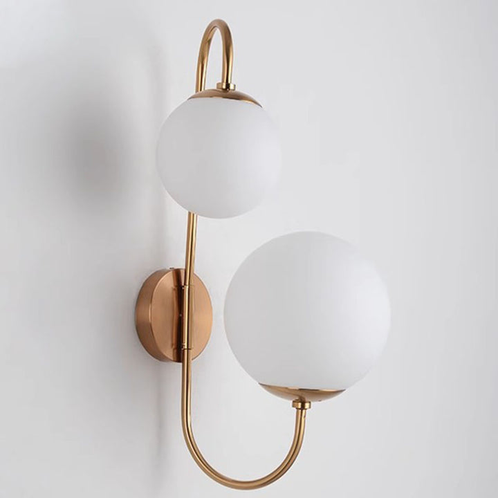 Contemporary Industrial Magic Bean Round Bent Glass Iron 2-Light Wall Sconce Lamp For Bedroom